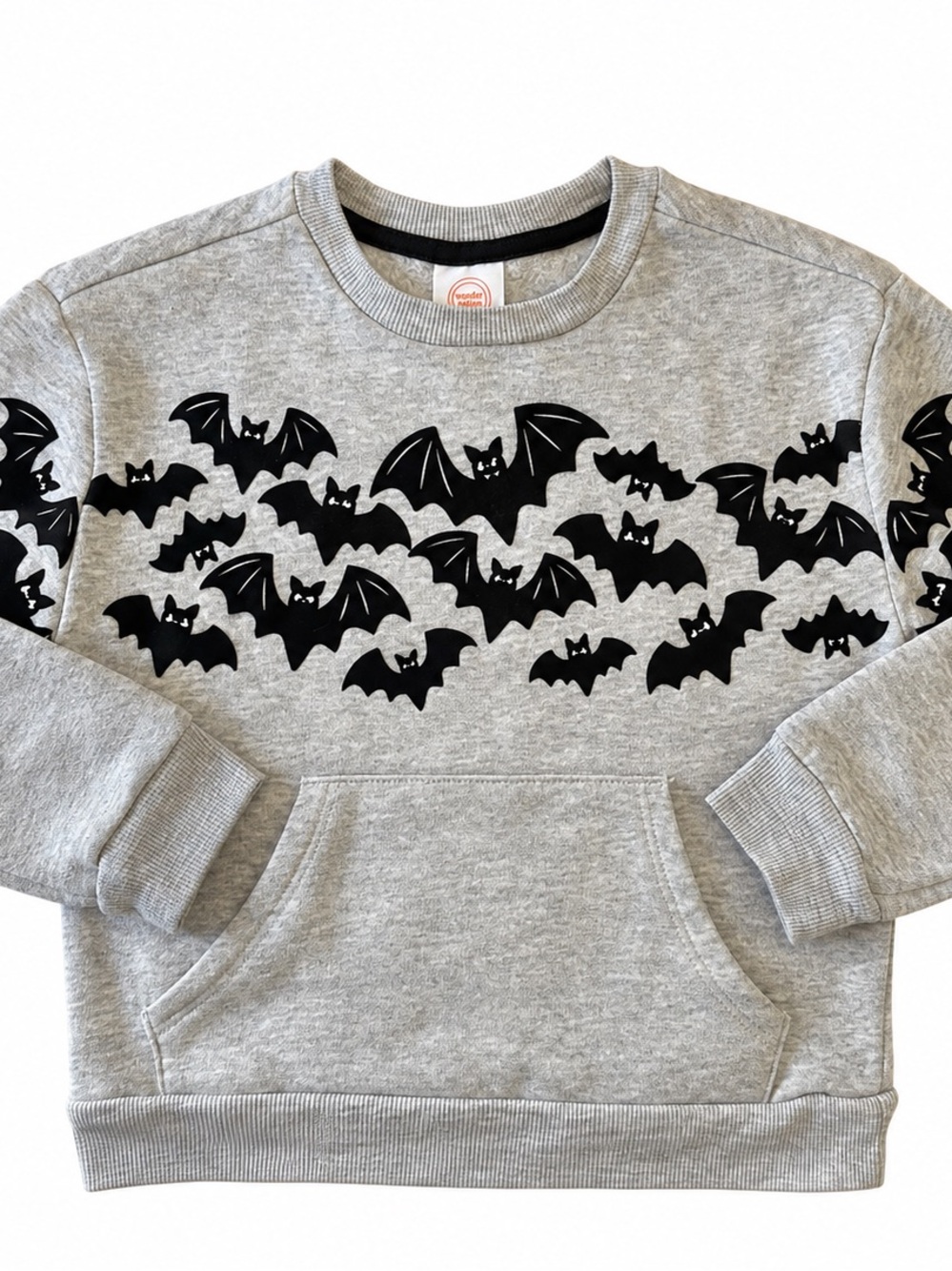 Wonder Nation 5T Halloween Bat Sweatshirt Gray Black Bats Pullover